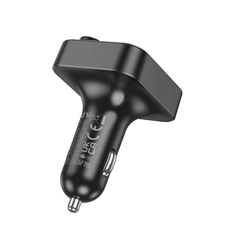 АЗП з FM-модулятором HOCO E85 Tiger PD20W+QC3.0 car BT FM transmitter Black — АЗП з FM-модулятором — фото 3