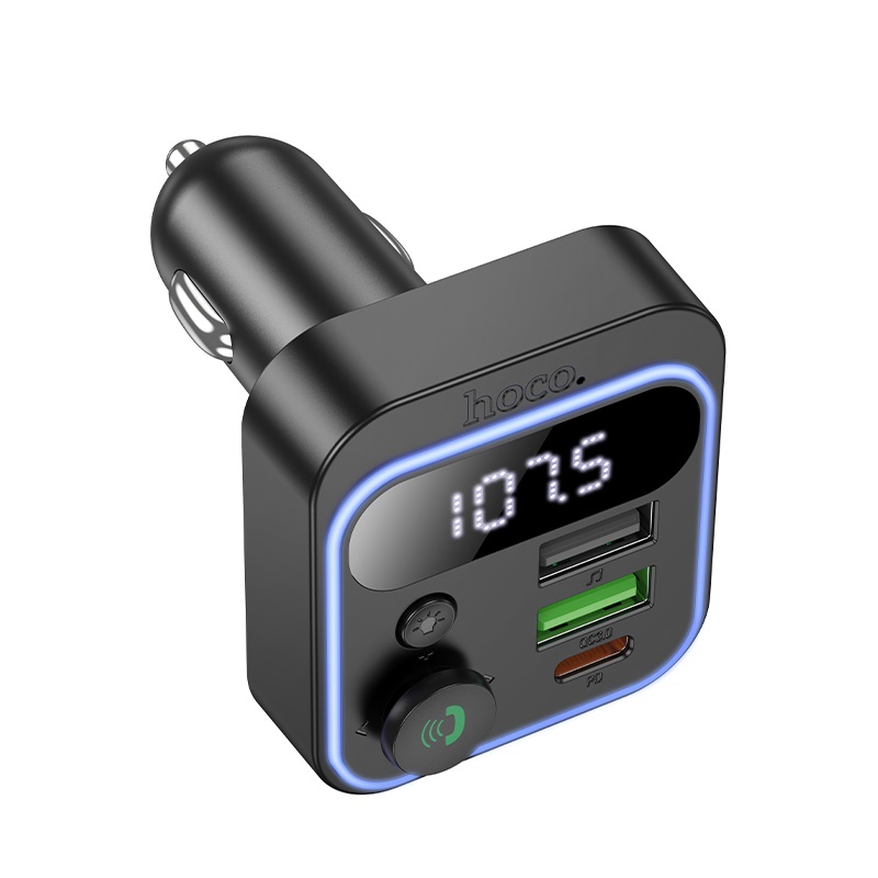 АЗП з FM-модулятором HOCO E85 Tiger PD20W+QC3.0 car BT FM transmitter Black — АЗП з FM-модулятором — фото 4