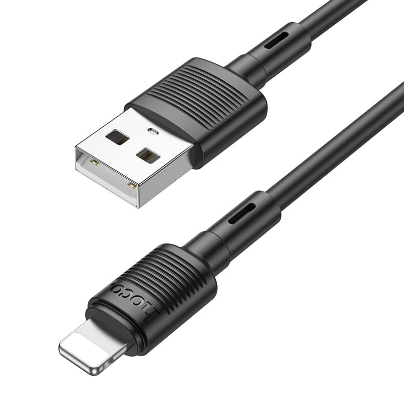 Кабель HOCO X83 USB to iP 2.4A, 1m, PVC, PVC connectors, Black — USB to iP