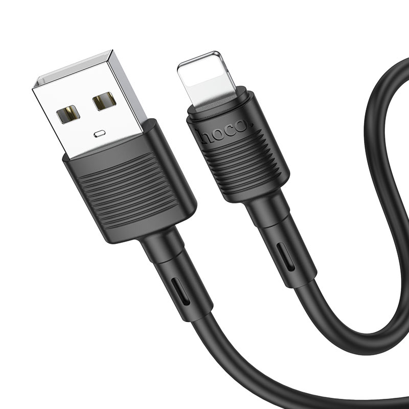 Кабель HOCO X83 USB to iP 2.4A, 1m, PVC, PVC connectors, Black — USB to iP — фото 3