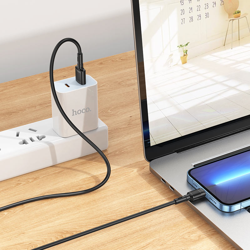 Кабель HOCO X83 USB to iP 2.4A, 1m, PVC, PVC connectors, Black — USB to iP — фото 5