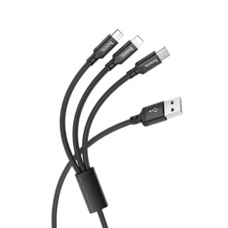 Кабель Hoco X14 3-in-1 Times speed charging cable iP+Micro+Type-C Black