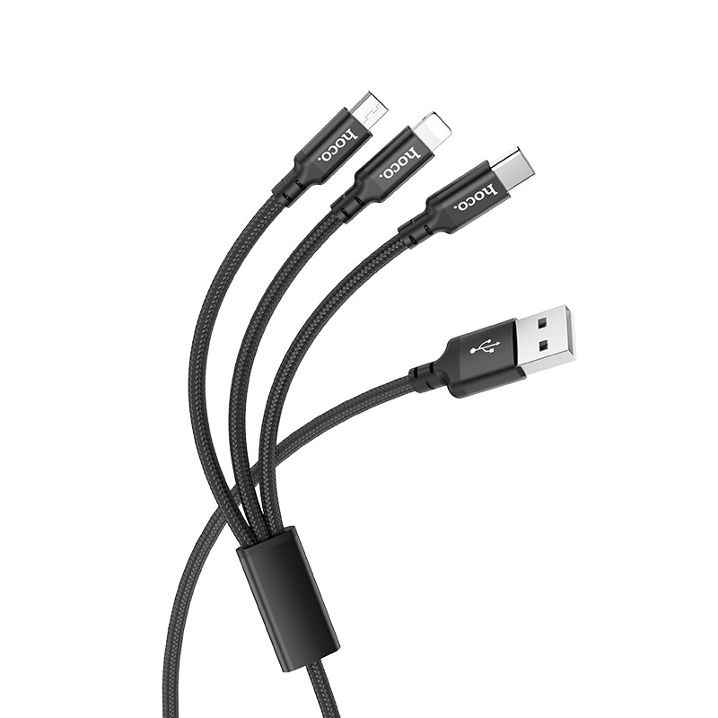 Кабель HOCO X14 3-in-1 Times speed charging cable iP+Micro+Type-C Black — Інші варіанти кабелів