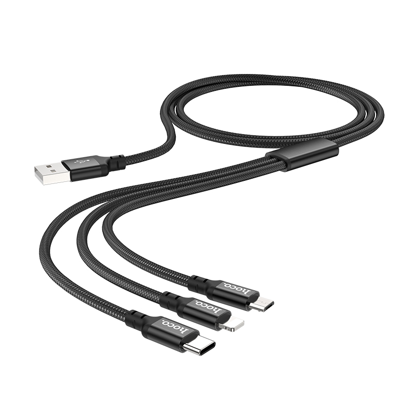 Кабель HOCO X14 3-in-1 Times speed charging cable iP+Micro+Type-C Black — Інші варіанти кабелів — фото 3