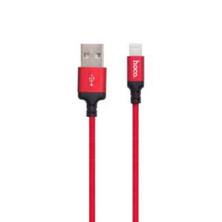 Кабель Hoco X14 USB to iP 2A, 2m, nylon, aluminum connectors Black-red