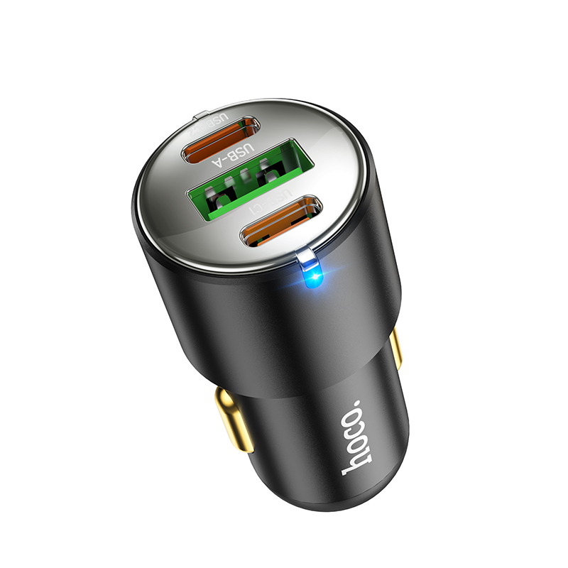 Автомобільний зарядний пристрій HOCO NZ6 PD45W 3-port(2C1A) car charger Black — Автомобільні зарядні пристрої — фото 4