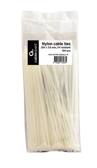 Стяжки, 250 мм/3,6 мм, 100 шт. в упаковке Cablexpert Nytfr-250×3,6-W