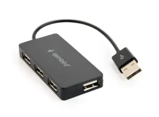 Хаб на 4 порти USB 2.0, пластик, чёрный Gembird UHB-U2P4-04