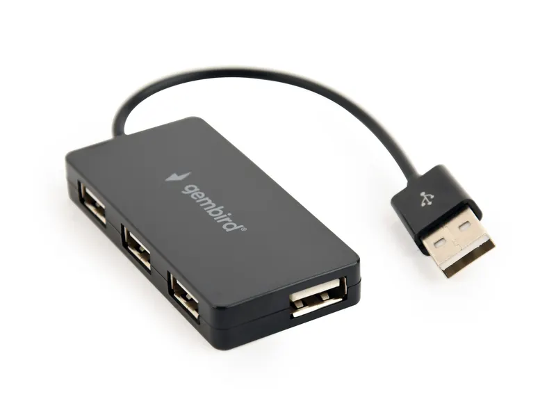 Хаб на 4 порти USB 2.0, пластик, чёрный Gembird UHB-U2P4-04