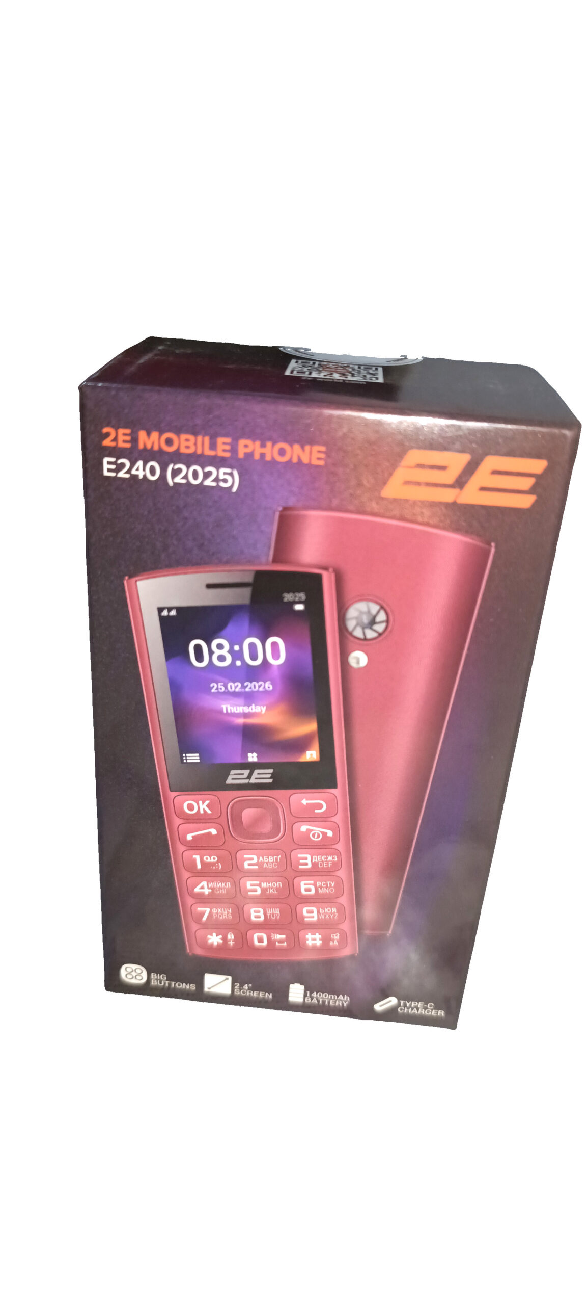 Кнопковий телефон 2E E240 (2025) Dual SIM, 2,4″, 1400 мА·год, Type-C, червоний — фото 5