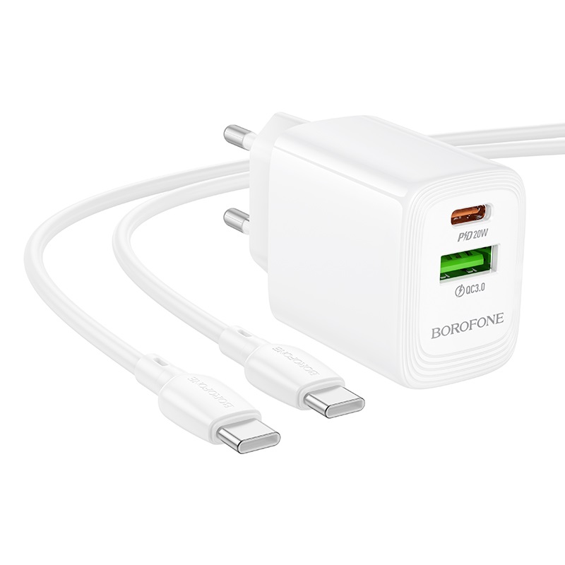 Мережевий зарядний пристрій BOROFONE BN27 Fuente PD20W+QC3.0 charger (EU) White — фото 5