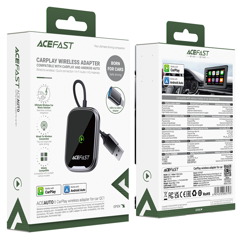 Адаптер ACEFAST QC1 для CarPlay бездротового з'єднання — фото 3