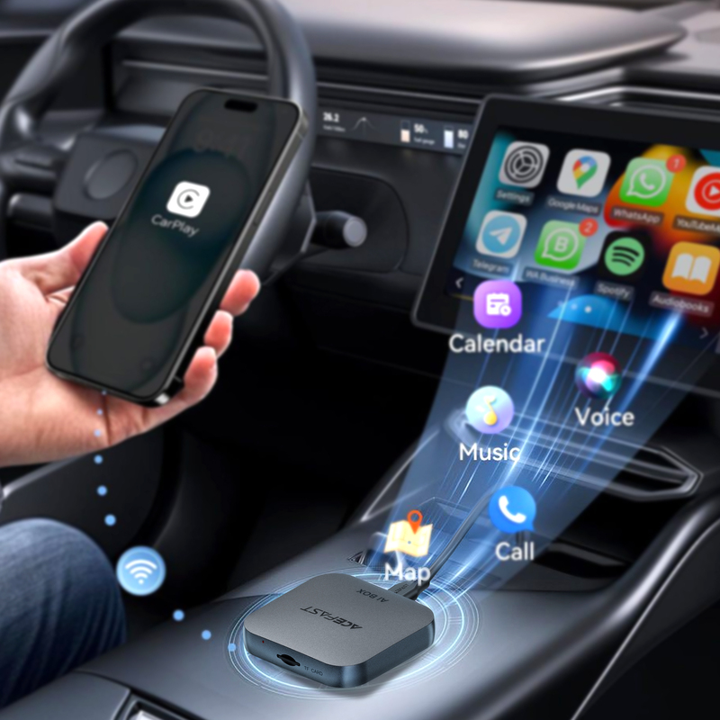 Адаптер ACEFAST QC2 AI Box CarPlay бездротовий для автомобіля Metal Gray — фото 7