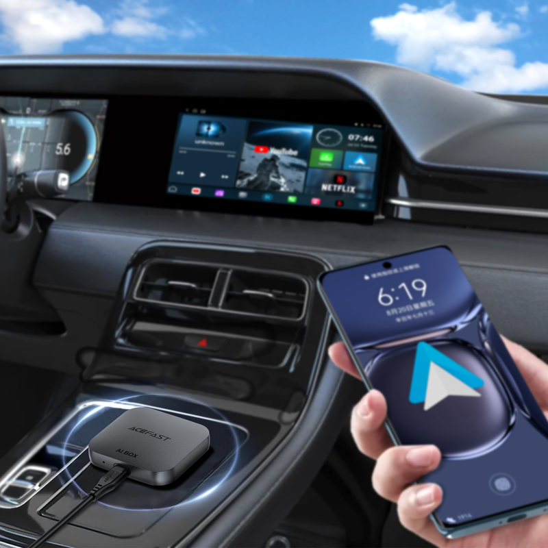 Адаптер ACEFAST QC2 AI Box CarPlay бездротовий для автомобіля Metal Gray — фото 8