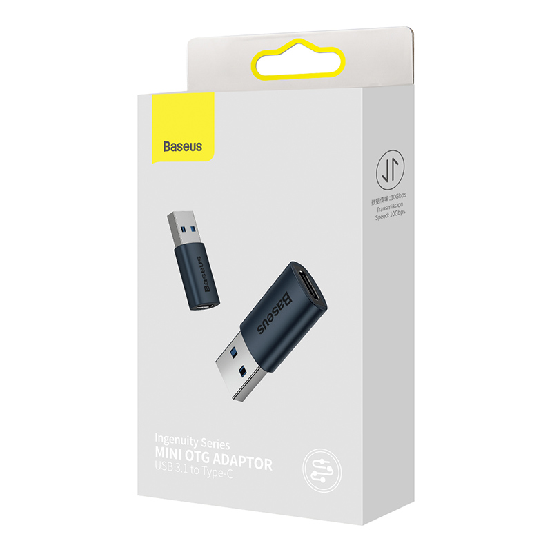 Адаптер Baseus Ingenuity Series Mini OTG Adaptor USB 3.1 to Type-C Blue — фото 3
