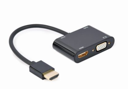Адаптер-перехідник Hdmi на Hdmi/VGA+Аудио 3,5 Cablexpert