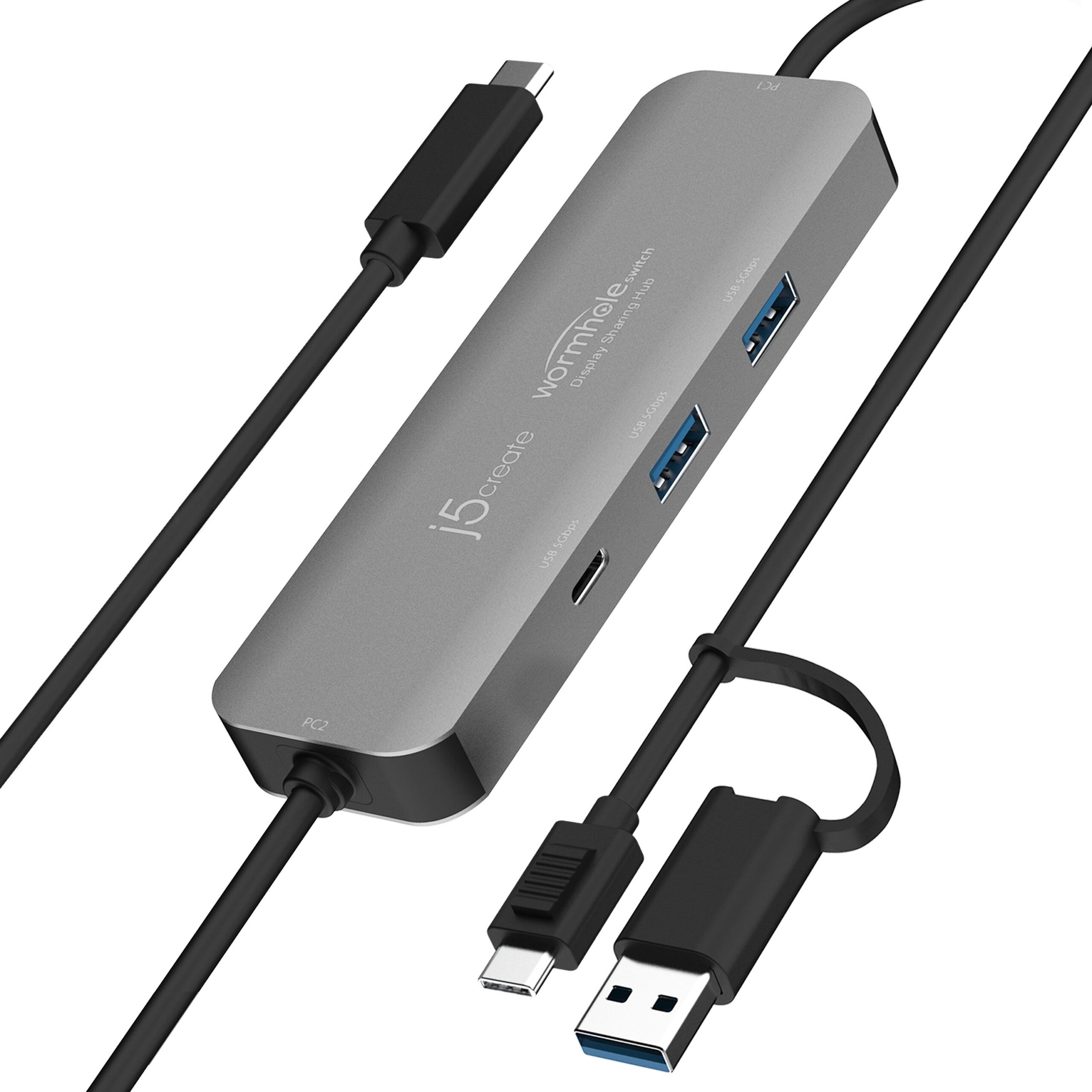 Адаптер-перемикач КМ / хаб 2-USB-A/1 USB-C J5create JCH462-N