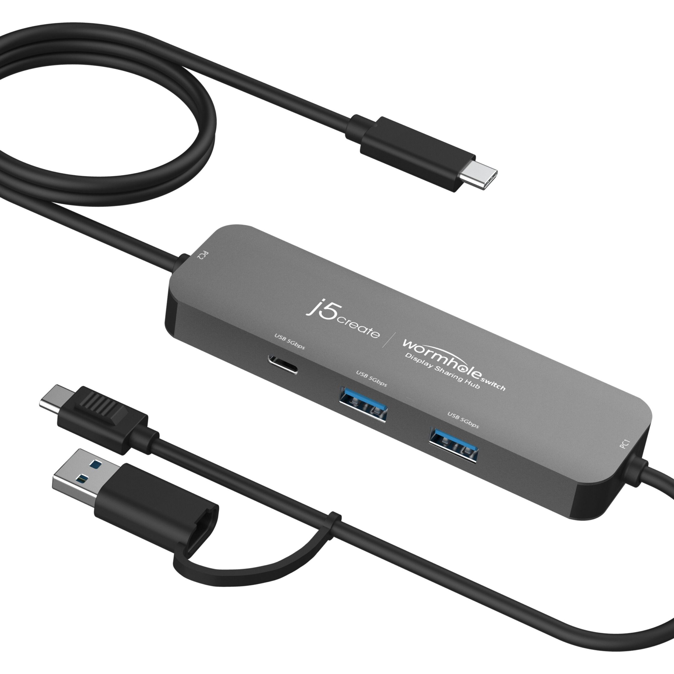 Адаптер-перемикач КМ / хаб 2-USB-A/1 USB-C J5create JCH462-N — фото 2