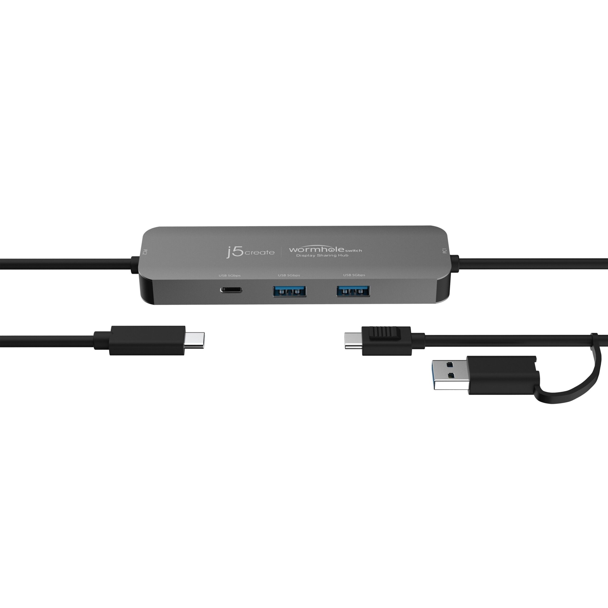 Адаптер-перемикач КМ / хаб 2-USB-A/1 USB-C J5create JCH462-N — фото 3