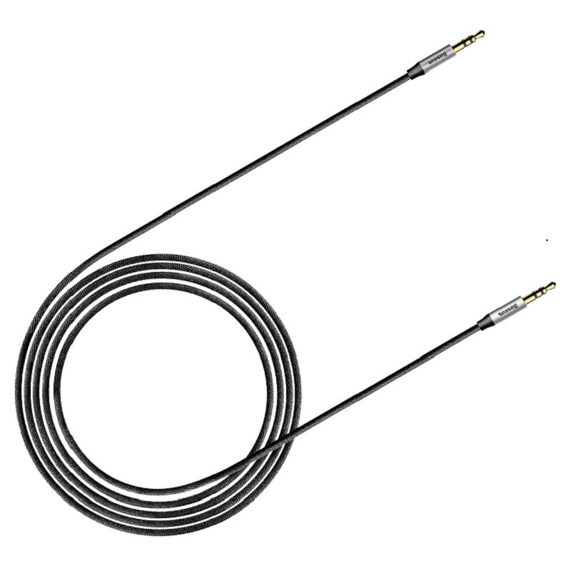 Аудіокабель Baseus M30 3.5mm male to 3.5mm male, nylon braid, 1.5m Silver+Black