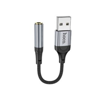 Аудiокабель HOCO LS36 USB-A to 3.5mm female, nylon braid, 0,12m, Black