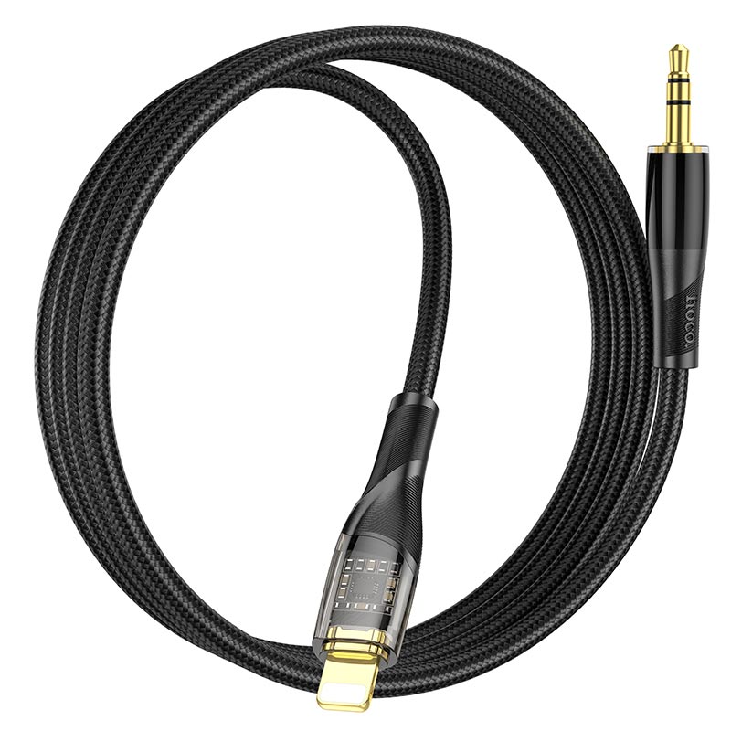 Аудіокабель HOCO UPA25 iP to 3.5mm male, nylon braid, 1m, Black — фото 6