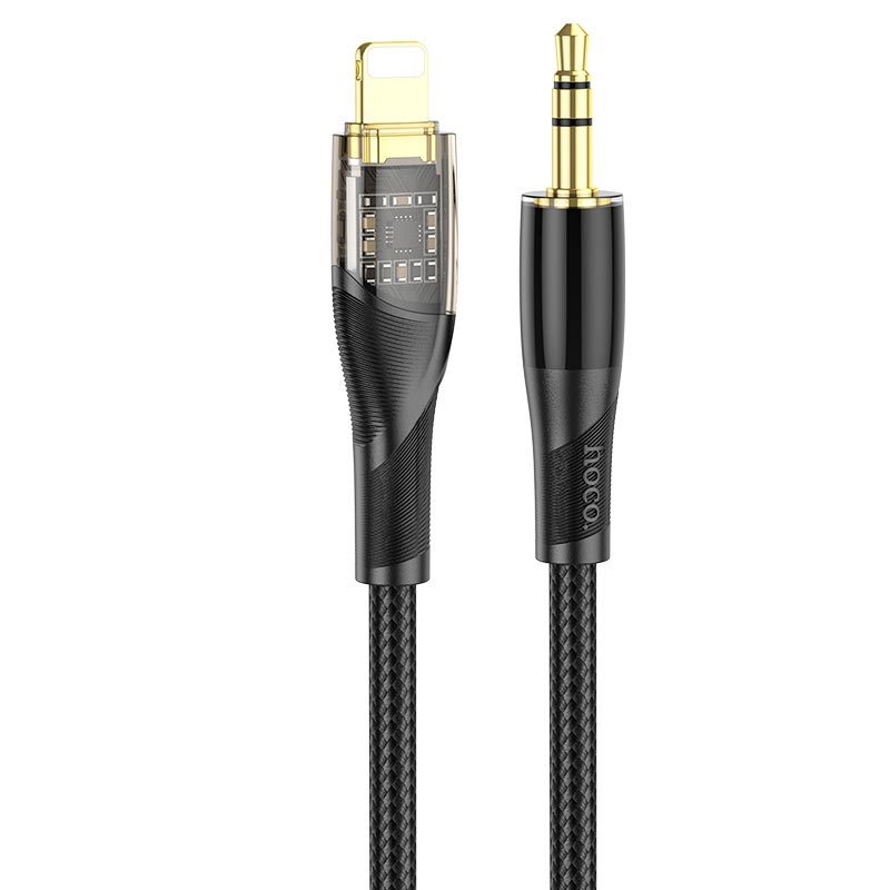 Аудіокабель HOCO UPA25 iP to 3.5mm male, nylon braid, 1m, Black