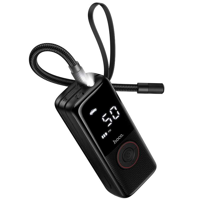 Автомобільний насос HOCO ZP18 Enlighten portable smart air pump Black — фото 4