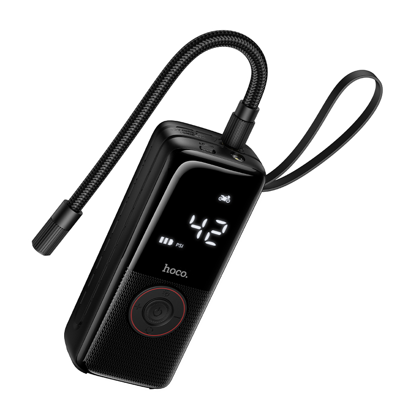 Автомобільний насос HOCO ZP18 Enlighten portable smart air pump Black — фото 5