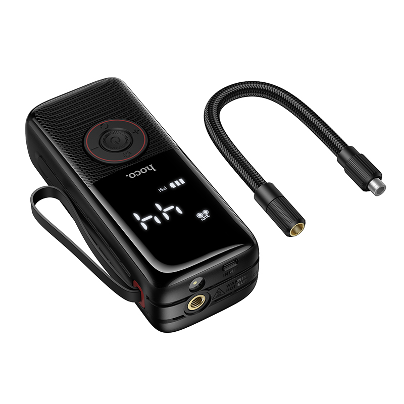 Автомобільний насос HOCO ZP18 Enlighten portable smart air pump Black — фото 6
