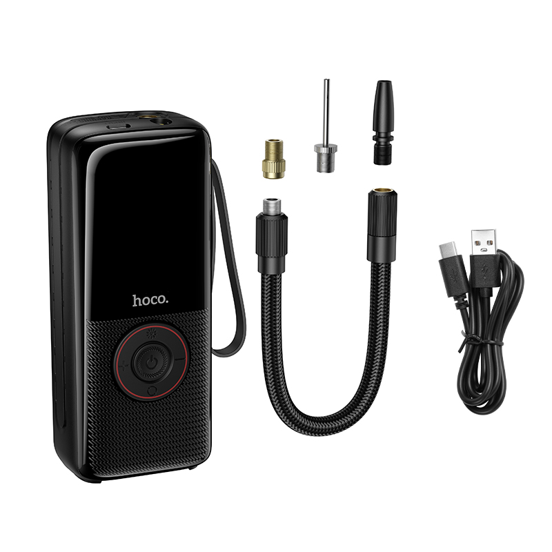 Автомобільний насос HOCO ZP18 Enlighten portable smart air pump Black — фото 8