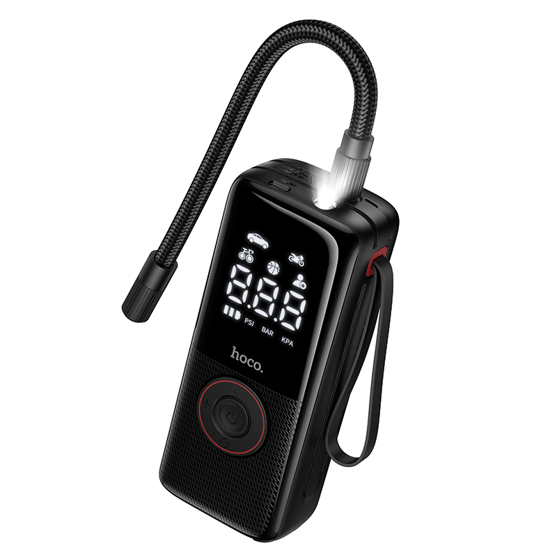 Автомобільний насос HOCO ZP18 Enlighten portable smart air pump Black