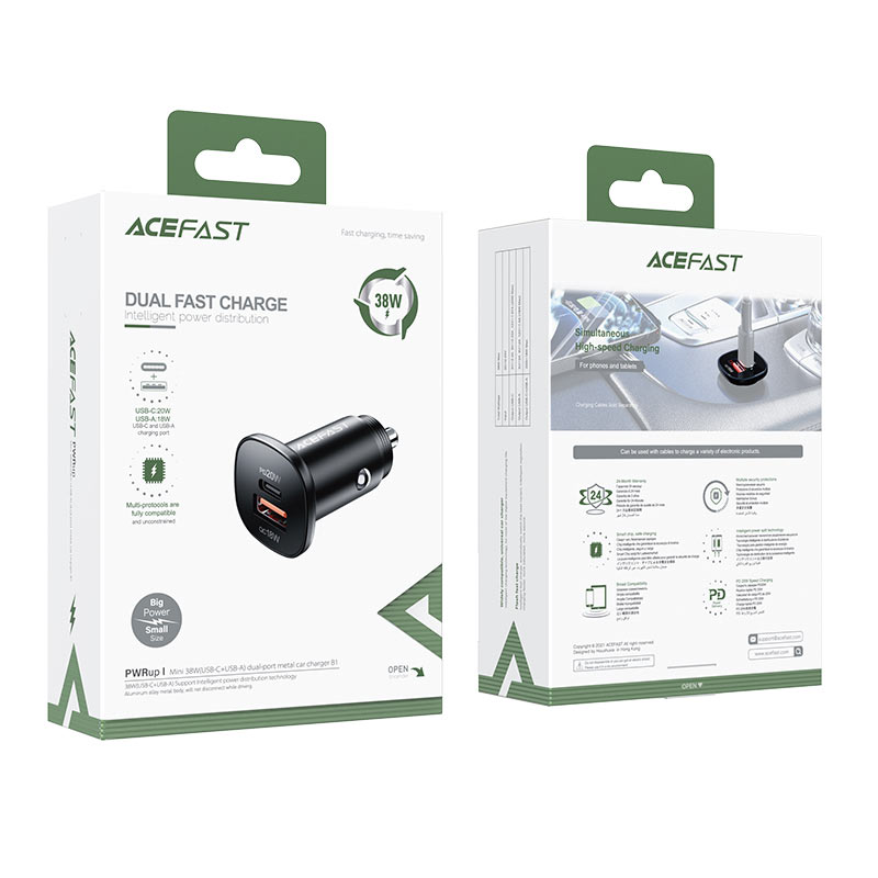 Автомобільний зарядний пристрій ACEFAST B1 mini 38W(USB-C+USB-A) — фото 3