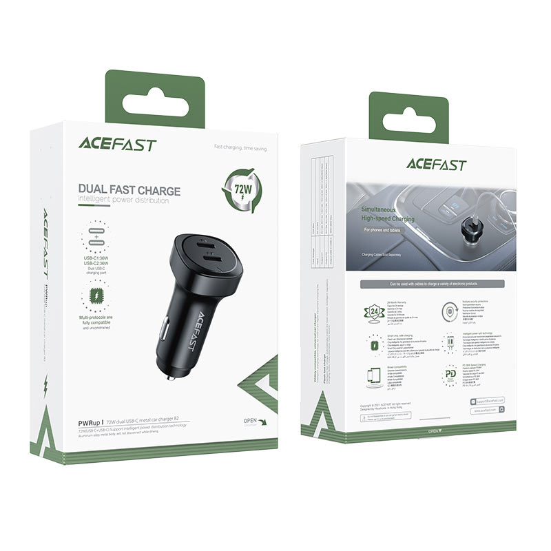 Автомобільний зарядний пристрій ACEFAST B2 з двома USB-C — фото 3