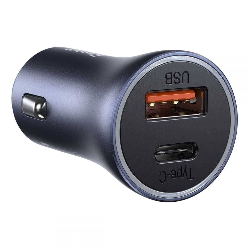 Автомобільний зарядний пристрій Baseus Golden Contactor Pro Dual Quick Charger Car Charger U+C 40W Dark Gray — фото 5