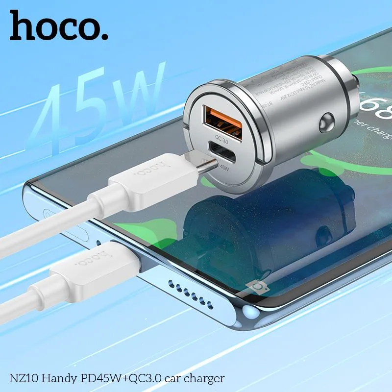 Автомобільний зарядний пристрій HOCO NZ10 Handy PD45W+QC3.0 car charger Silver — фото 10