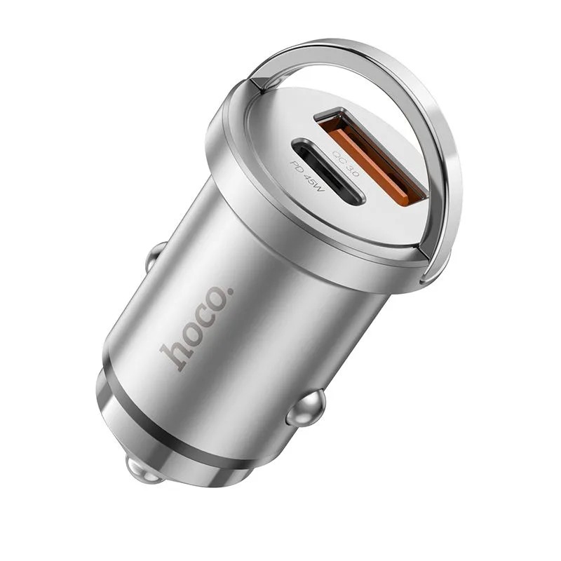 Автомобільний зарядний пристрій HOCO NZ10 Handy PD45W+QC3.0 car charger Silver — фото 4