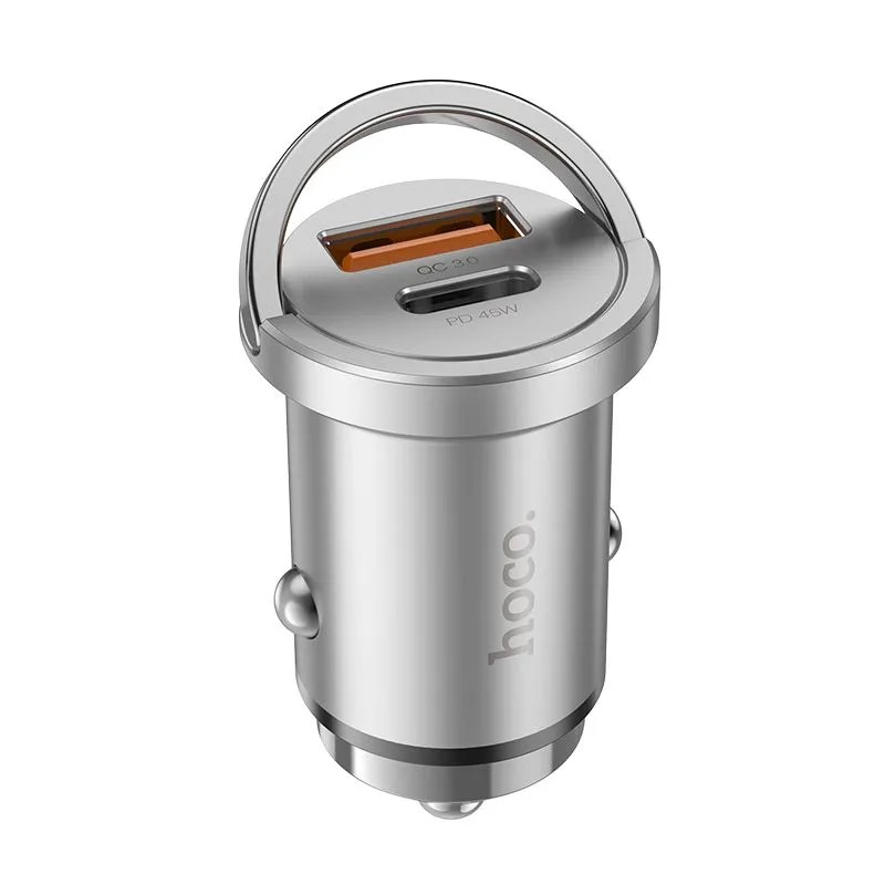 Автомобільний зарядний пристрій HOCO NZ10 Handy PD45W+QC3.0 car charger Silver — фото 6