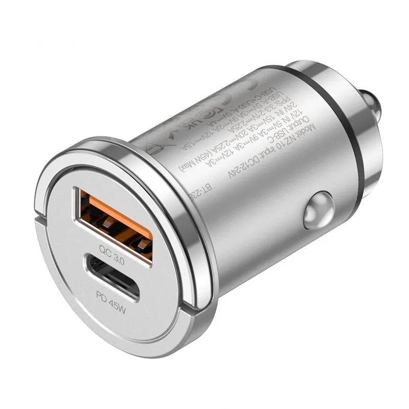 Автомобільний зарядний пристрій HOCO NZ10 Handy PD45W+QC3.0 car charger Silver — фото 8