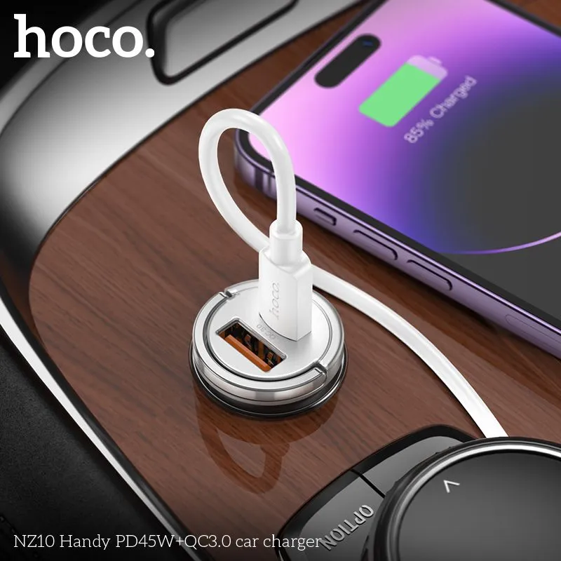 Автомобільний зарядний пристрій HOCO NZ10 Handy PD45W+QC3.0 car charger Silver — фото 9