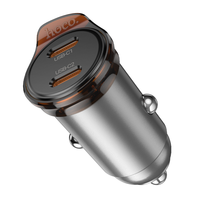 Автомобільний зарядний пристрій HOCO NZ16B Rigorous PD45W(2C) car charger Metal Grey — фото 4