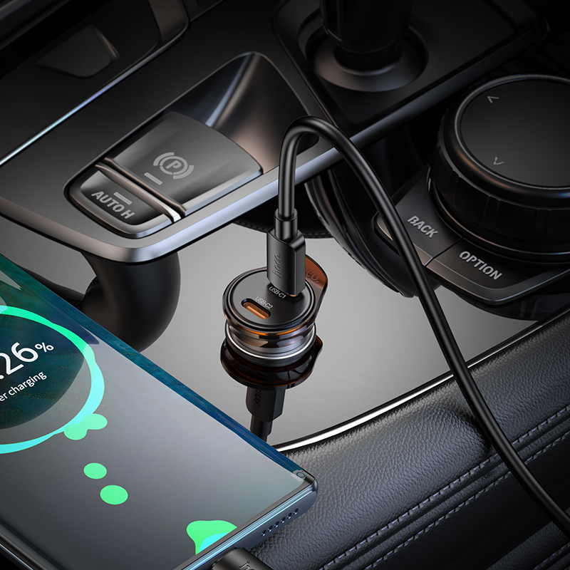 Автомобільний зарядний пристрій HOCO NZ16B Rigorous PD45W(2C) car charger Metal Grey — фото 9