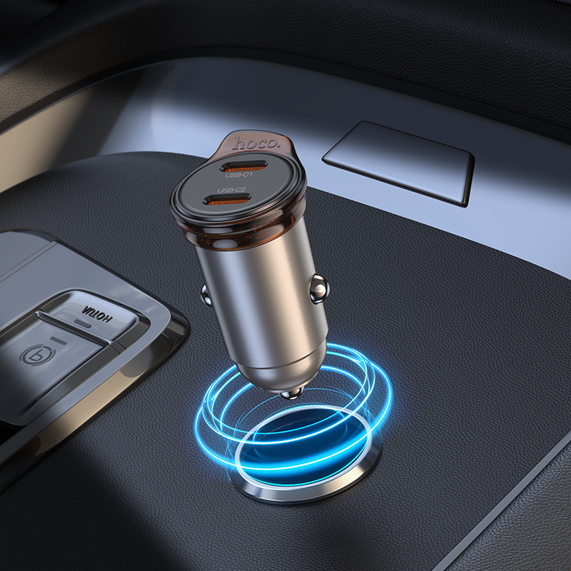 Автомобільний зарядний пристрій HOCO NZ16B Rigorous PD45W(2C) car charger set(C to C) metal grey — фото 10