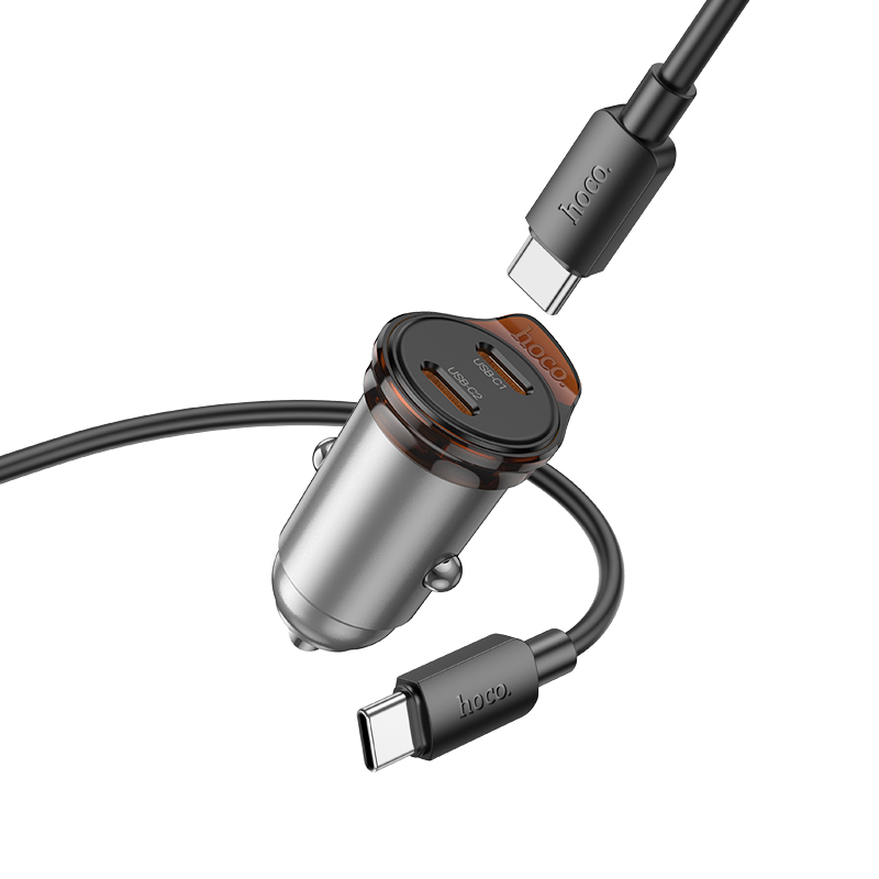 Автомобільний зарядний пристрій HOCO NZ16B Rigorous PD45W(2C) car charger set(C to C) metal grey — фото 6