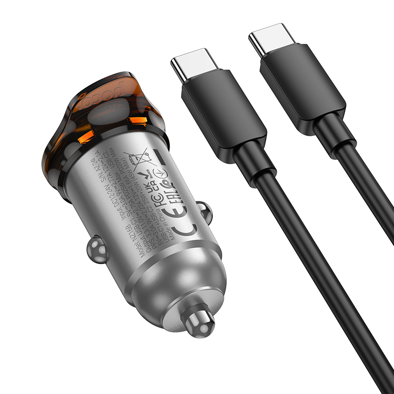 Автомобільний зарядний пристрій HOCO NZ16B Rigorous PD45W(2C) car charger set(C to C) metal grey — фото 7