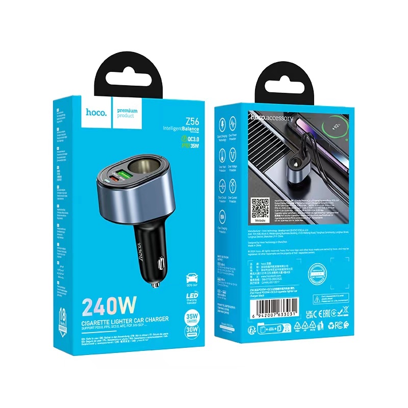 Автомобільний зарядний пристрій HOCO Z56 Friend PD35W+QC3.0 cigarette lighter car charger Black — фото 3