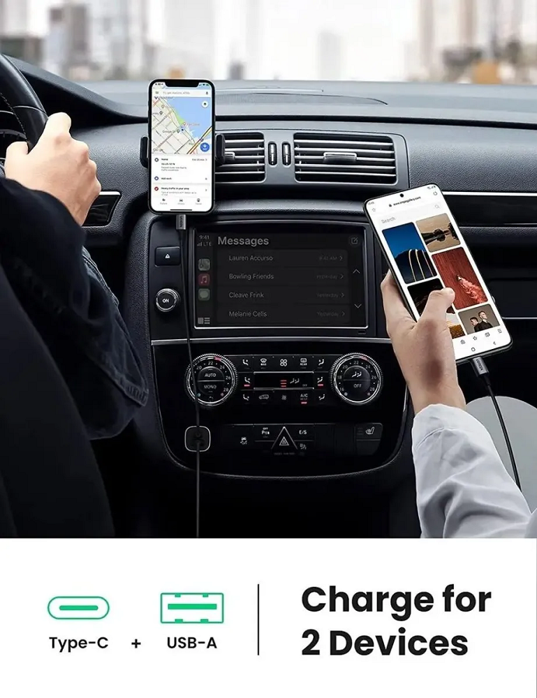 Автомобільний зарядний пристрій UGREEN CD130 з двома USB — фото 5