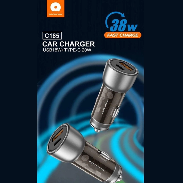 Автомобільний зарядний пристрій WUW-C185 PD20W+QC3.0 black — фото 5