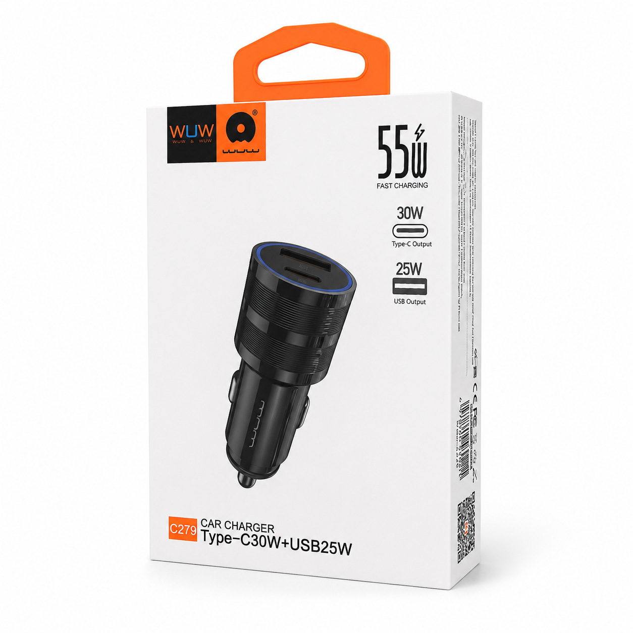 Автомобільний зарядний пристрій WUW C279 PD30W+25W Black — фото 6