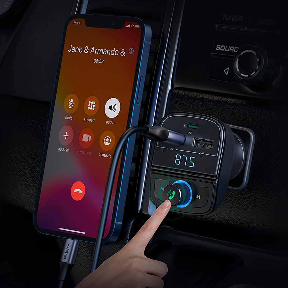 Автомобільний зарядний пристрій з FM-трансмітером UGREEN CD229 — фото 7